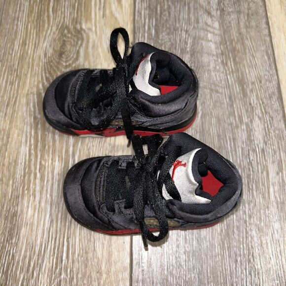 Nike Air Jordan 5 V Retro Bred Black Red 440890-008 Toddler Youth Size 5C Shoes - Picture 6 of 11